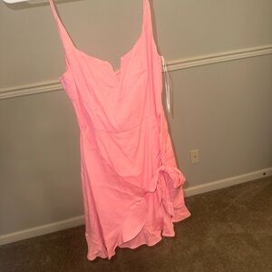 Pink Sleeveless Dress with Ruffle Detail